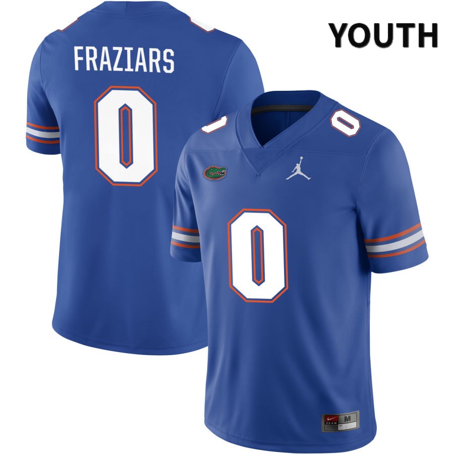 NCAA Florida Gators Ja'Quavion Fraziars Youth #0 Jordan Brand Royal 2022 NIL Stitched Authentic College Football Jersey VJW8064GI